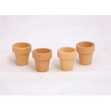 1" x 1-1/32" Wood Flower Pots - Lot of 5 Pieces