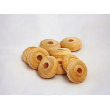 7/8" x 3/8" Wooden Toy Wheels (1/4") - Lot of 20 Pieces