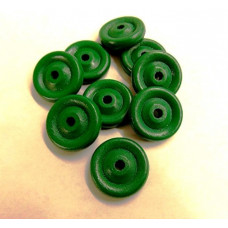 1" x 1/4" Wooden Toy Wheels, Green Finish (.180) - Lot of 20 Pieces