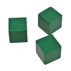 3/4" Green Finish Wood Blocks & Cubes - Lot of 10 Pieces