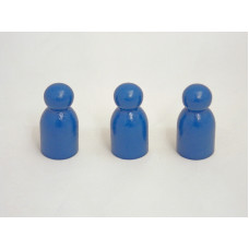 1-3/16" Wooden Game Pawn People Pegs / Dolls, Soldier Blue Finish - Lot of 10 Pieces