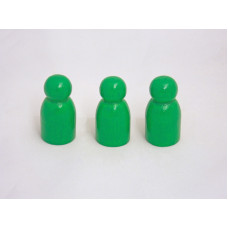1-3/16" Wooden Game Pawn People Pegs / Dolls, Par 3 Green Finish - Lot of 10 Pieces