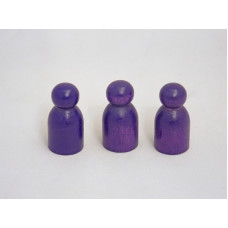 1-3/16" Wooden Game Pawn People Pegs / Dolls, Dark Purple Finish - Lot of 10 Pieces
