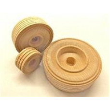 2" x 3/4" Wooden Treaded Tire Wheels (3/8") - Lot of 4 Pieces