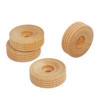 1-1/4" x 1/2" Wooden Treaded Tire Wheels (1/4") - Lot of 4 Pieces