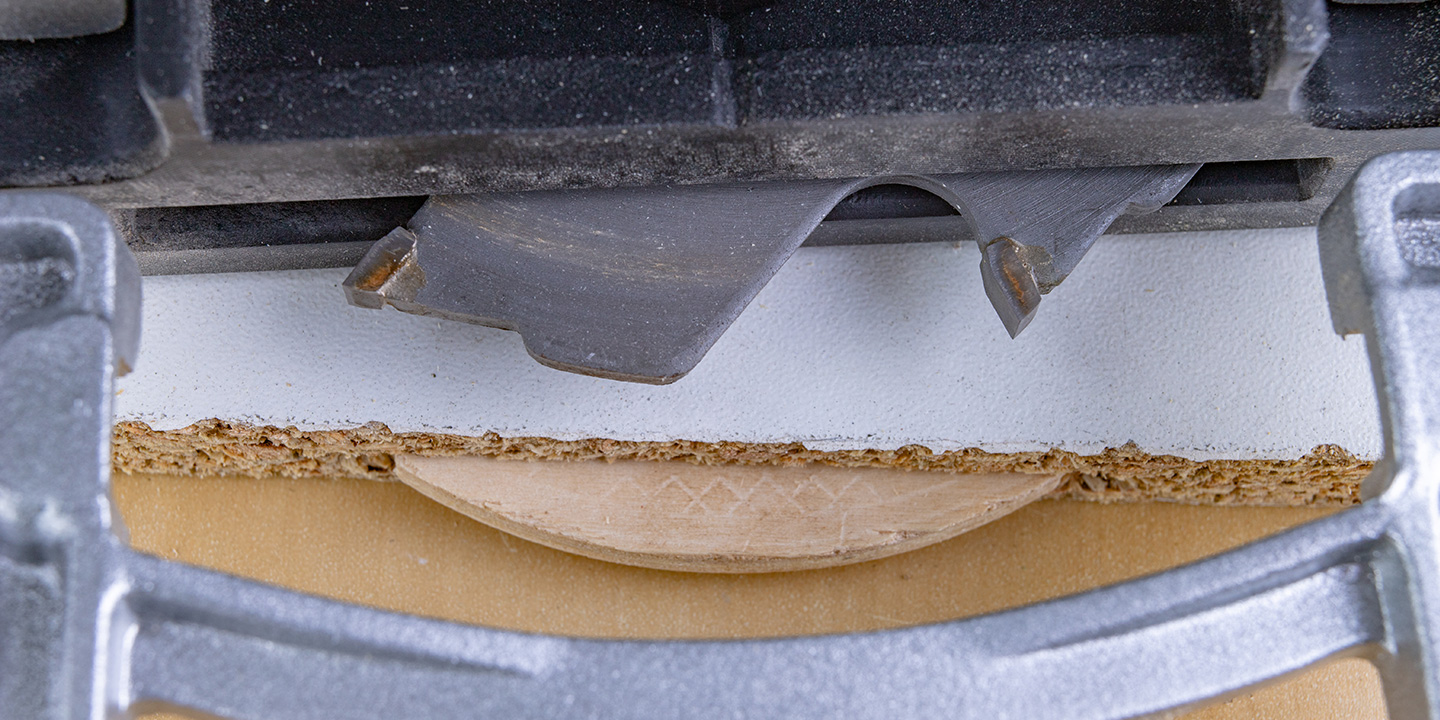 joiner biscuit inside a piece of wood