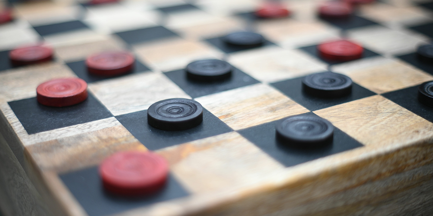 wooden checkers game